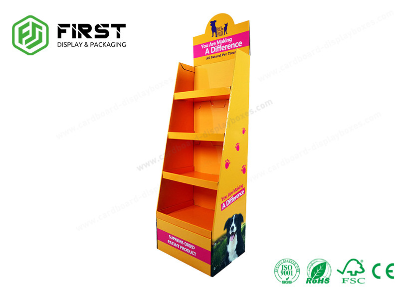Custom Logo Printing Cardboard POP Display Stand Glossy Corrugated Paper Floor Stand Shelf